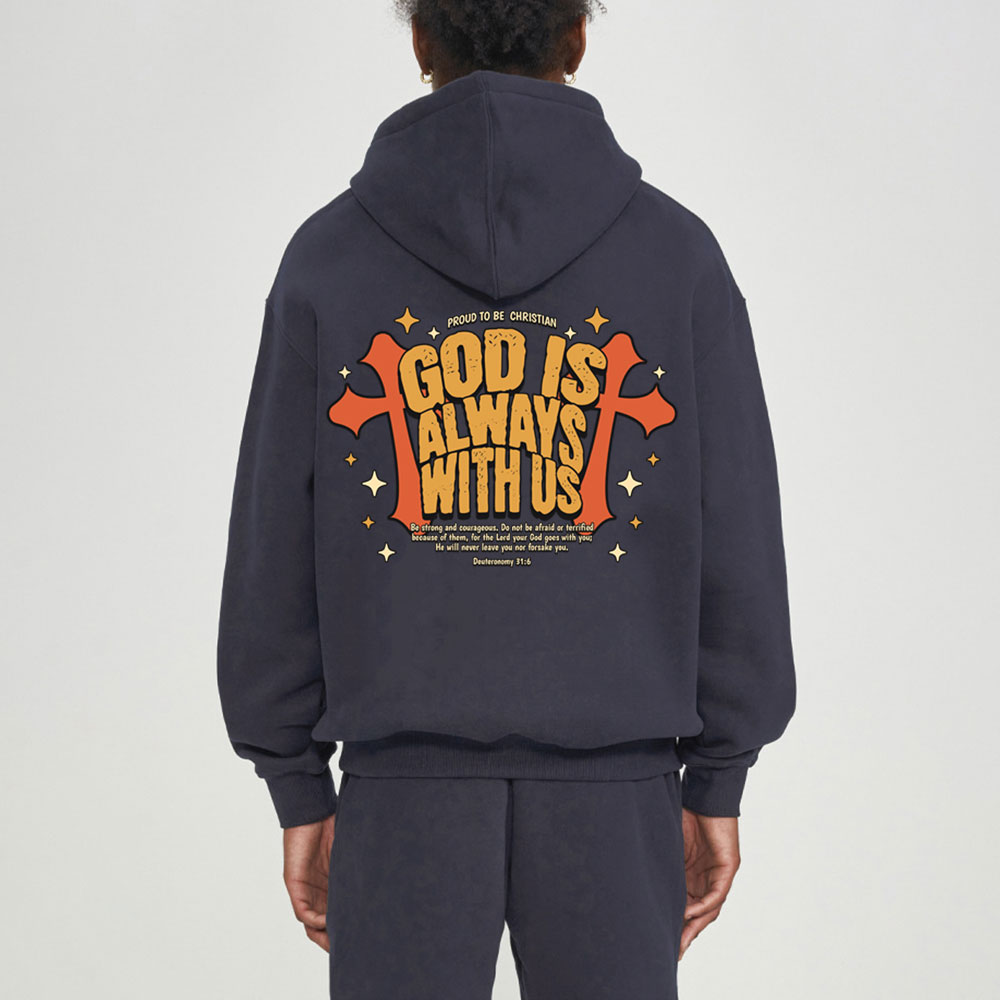 God Is Always With Us Christian Fleece Hoodie Set