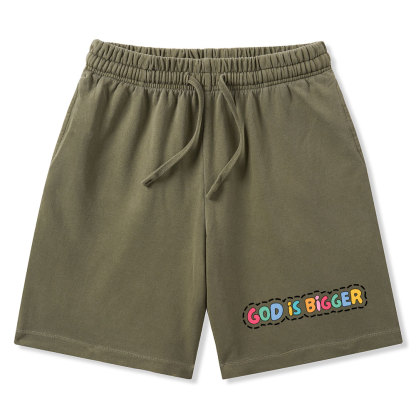 God Is Bigger Christian Washed Shorts