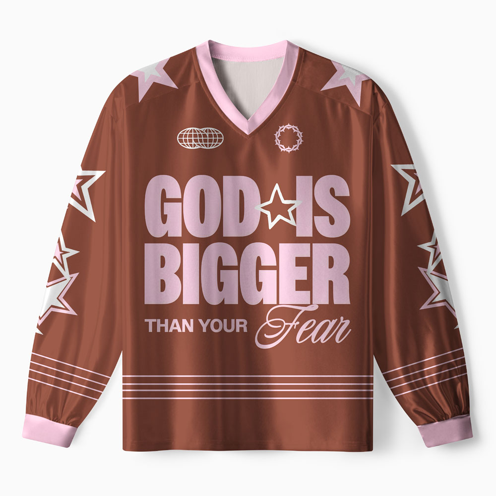 God Is Bigger Than Your Fear Christian Long Sleeve Jersey