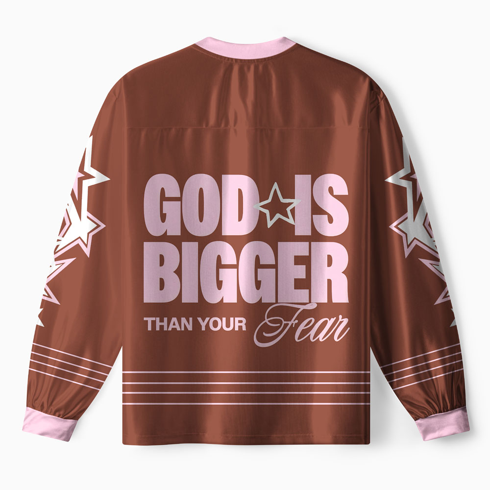 God Is Bigger Than Your Fear Christian Long Sleeve Jersey