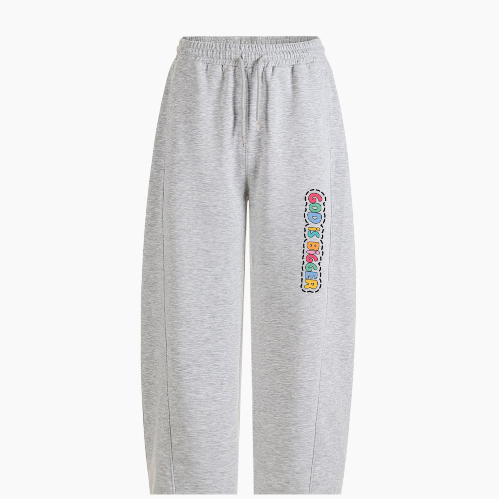 God Is Bigger than All Bad Things Christian Minimalist Knit Barrel Sweatpants
