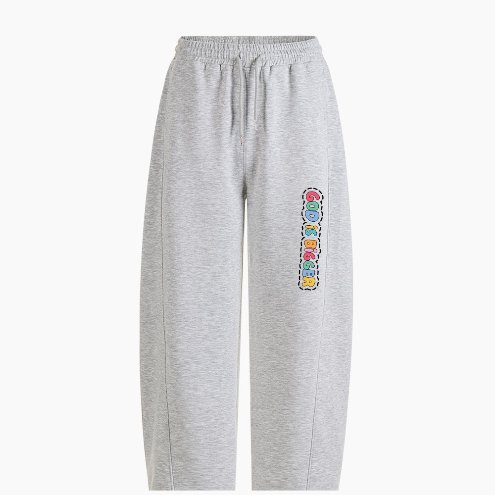 God Is Bigger than All Bad Things Christian Minimalist Knit Barrel Sweatpants