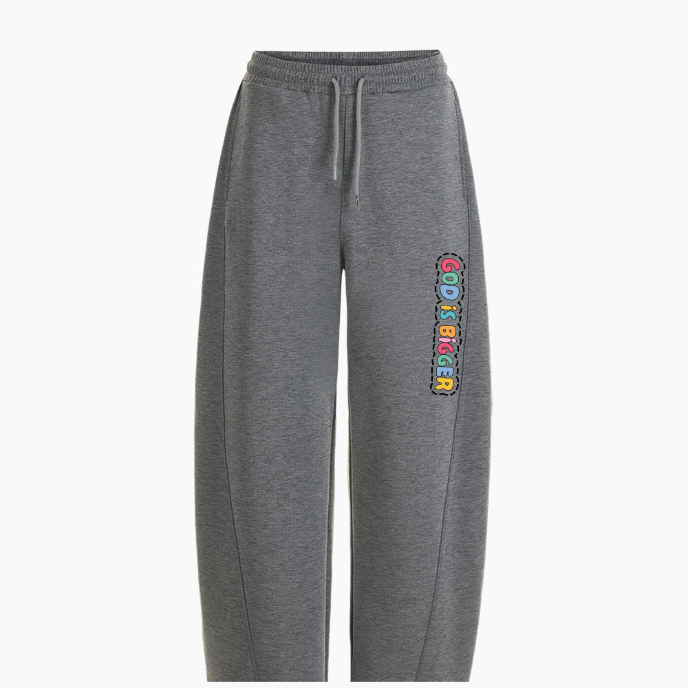 God Is Bigger than All Bad Things Christian Minimalist Knit Barrel Sweatpants