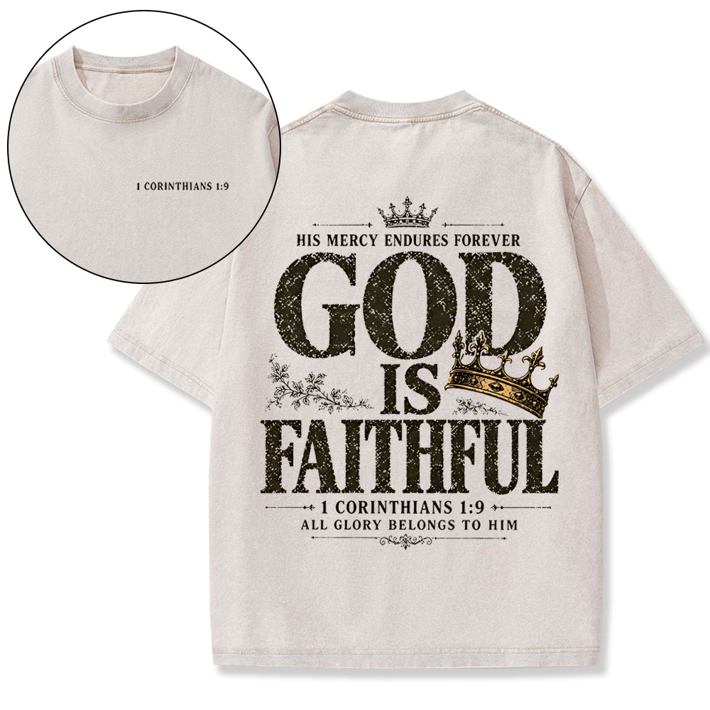 God Is Faithful Christian Washed T-Shirt