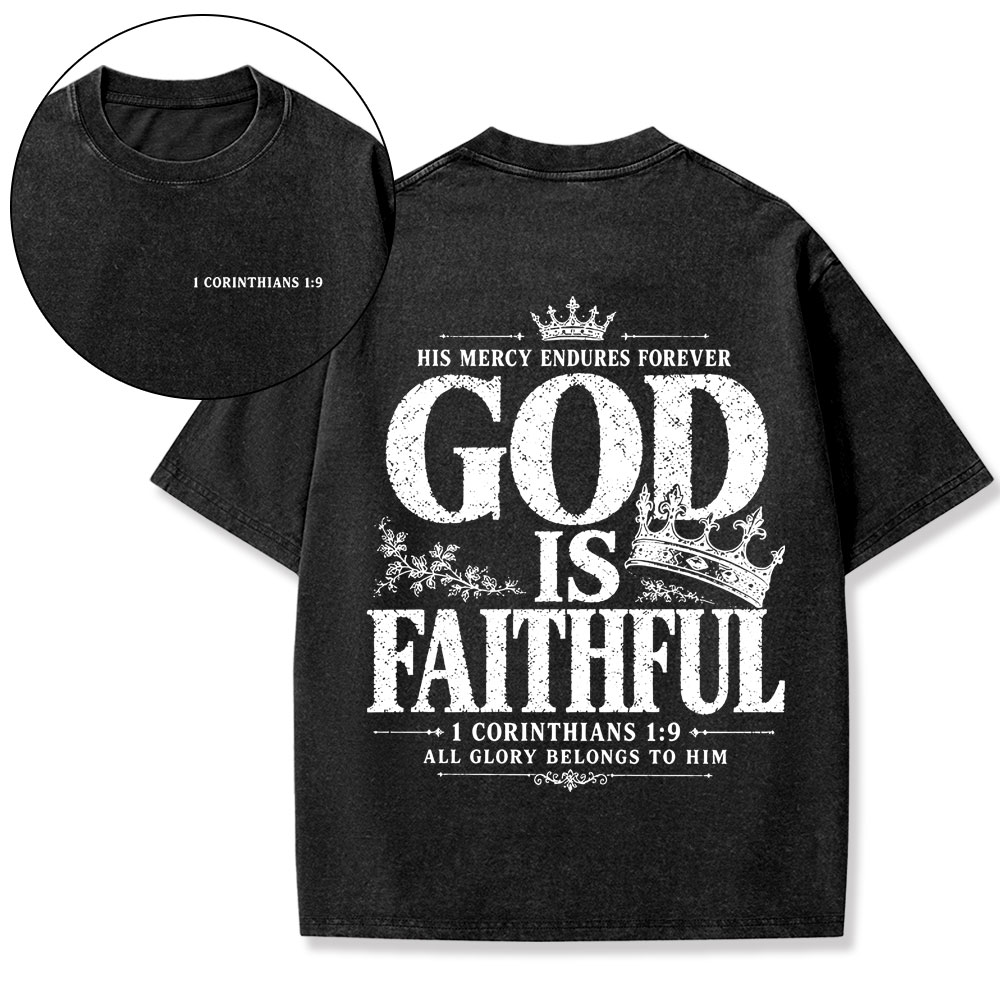 God Is Faithful Christian Washed T-Shirt