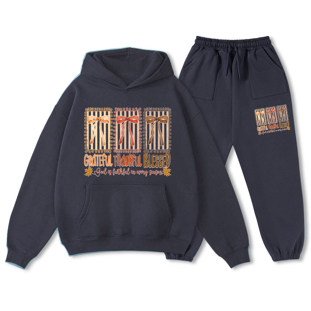 God Is Faithful In Every Season Christian Fleece Hoodie Set