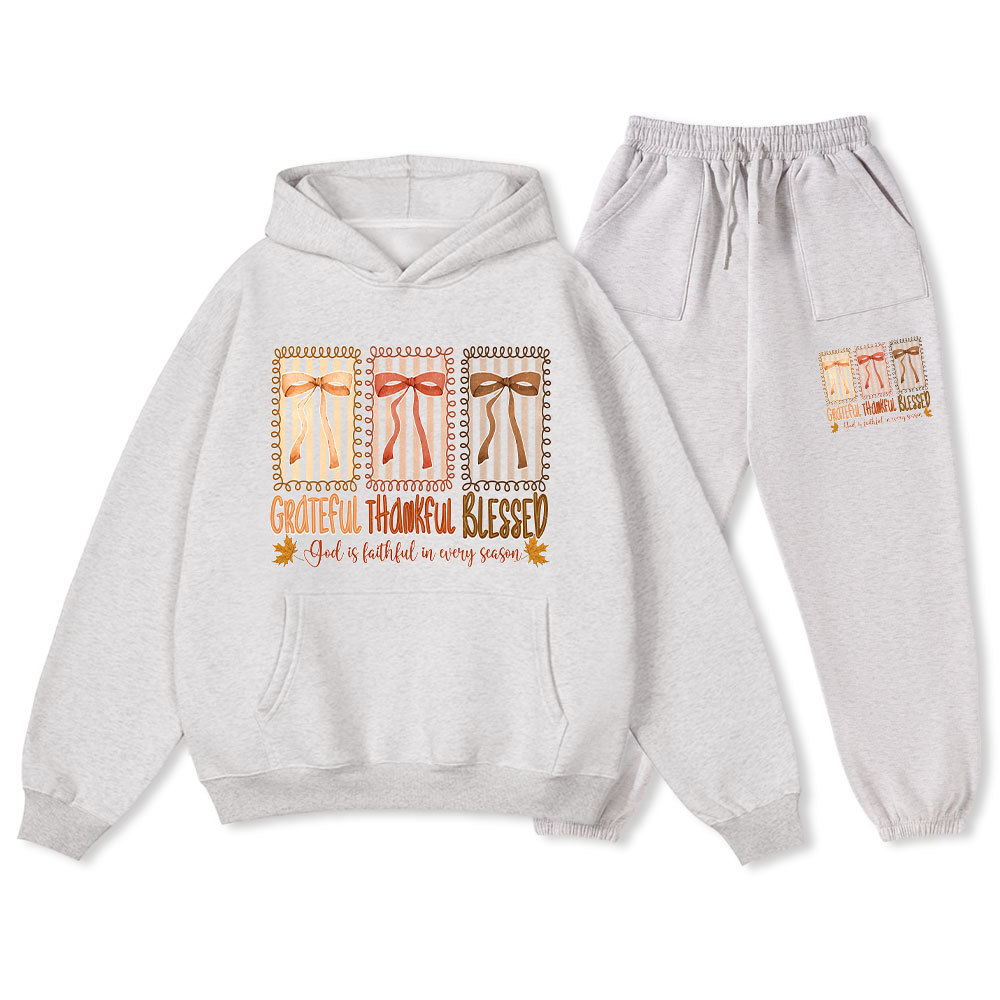 God Is Faithful In Every Season Christian Fleece Hoodie Set