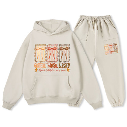 God Is Faithful In Every Season Christian Fleece Hoodie Set
