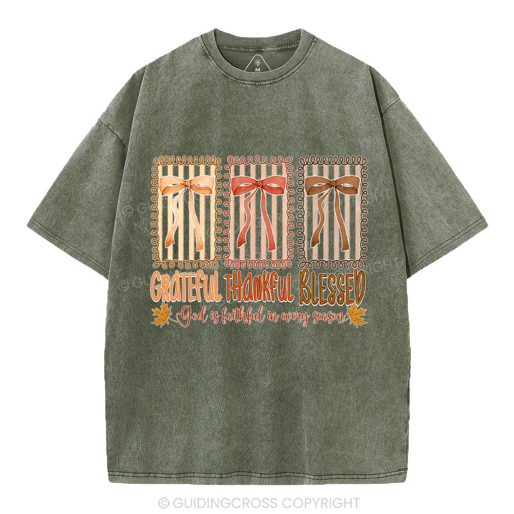 God Is Faithful In Every Season Christian Washed T-Shirt