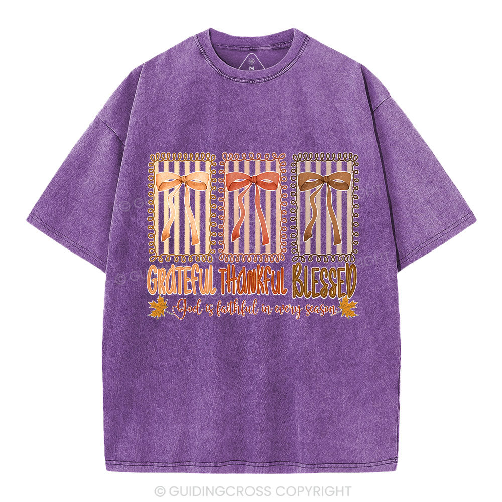 God Is Faithful In Every Season Christian Washed T-Shirt