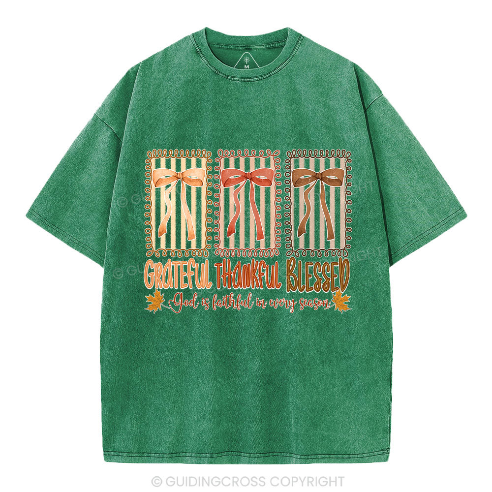 God Is Faithful In Every Season Christian Washed T-Shirt