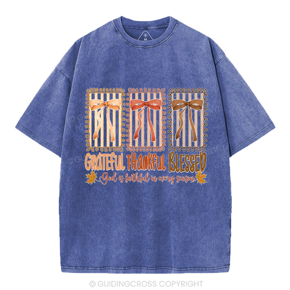 God Is Faithful In Every Season Christian Washed T-Shirt