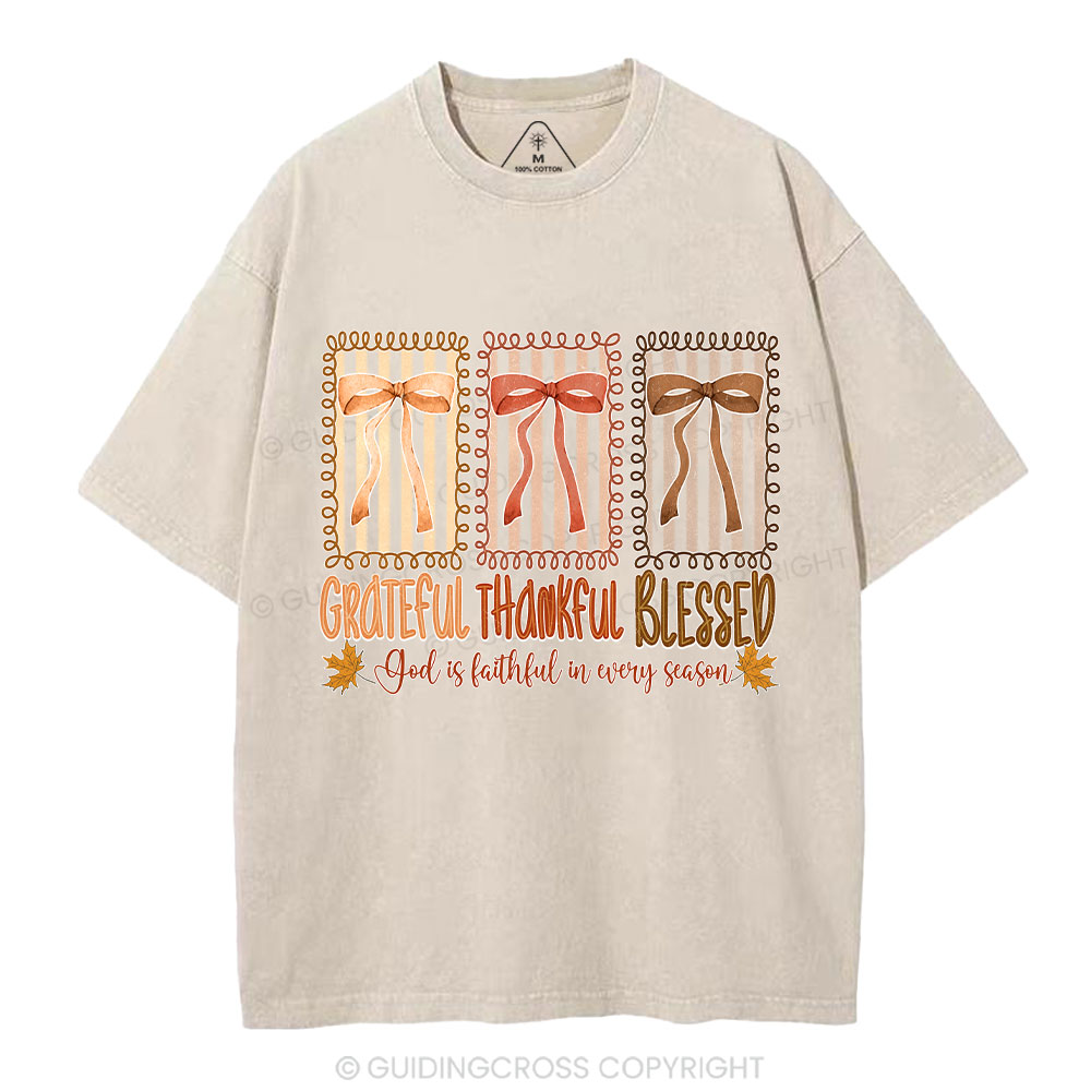 God Is Faithful In Every Season Christian Washed T-Shirt