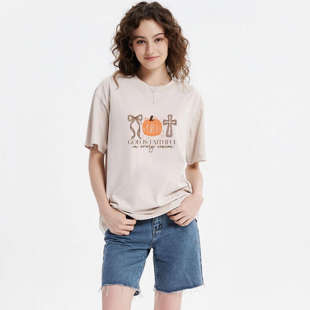 God Is Faithful In Every Season Christian Washed T-Shirt