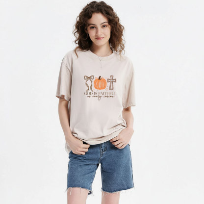 God Is Faithful In Every Season Christian Washed T-Shirt