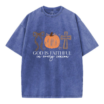 God Is Faithful In Every Season Christian Washed T-Shirt