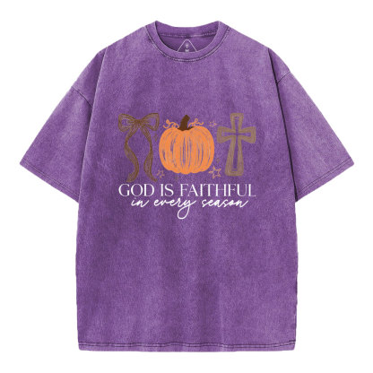 God Is Faithful In Every Season Christian Washed T-Shirt