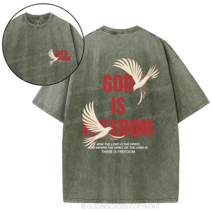 God Is Freedom Christian Washed T-Shirt