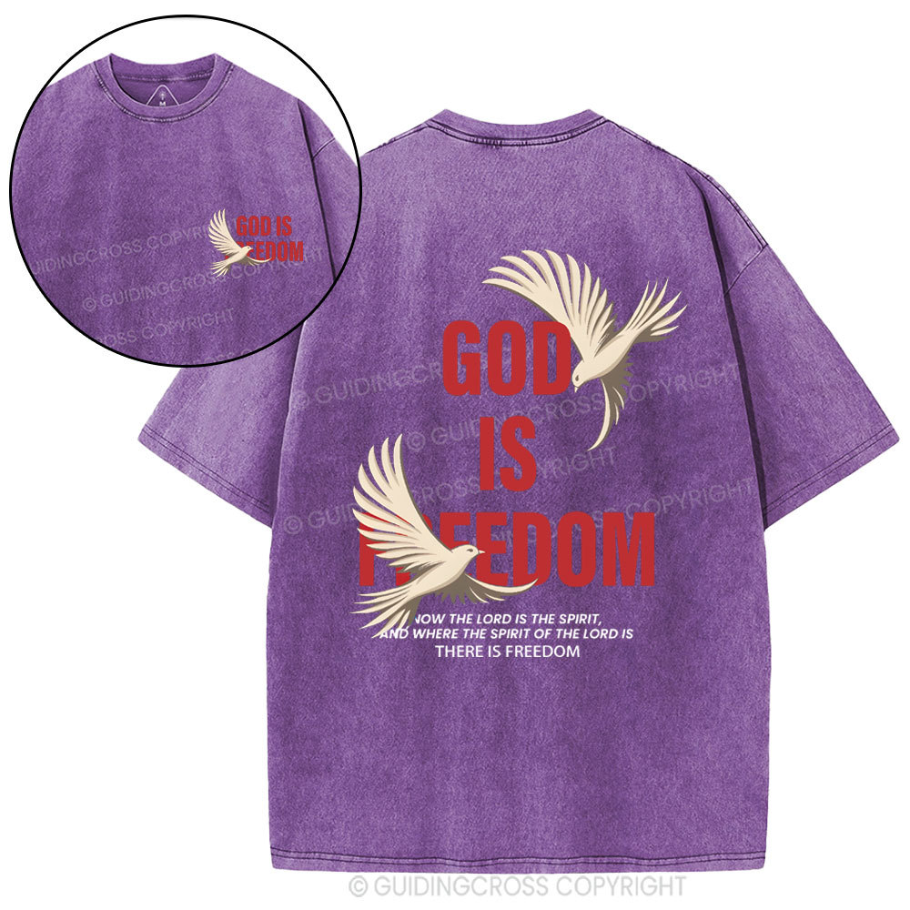 God Is Freedom Christian Washed T-Shirt
