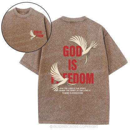 God Is Freedom Christian Washed T-Shirt
