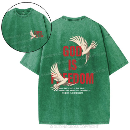 God Is Freedom Christian Washed T-Shirt