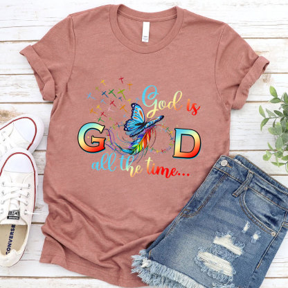 God Is Good All The Time Butterfly Christian T-Shirt