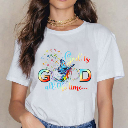 God Is Good All The Time Butterfly Christian T-Shirt