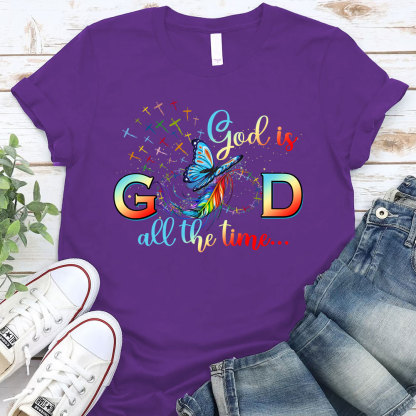 God Is Good All The Time Butterfly Christian T-Shirt