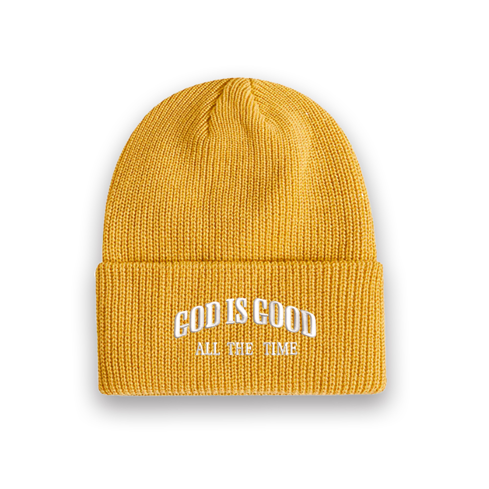 God Is Good All The Time Christian Embroidered Knit Beanie