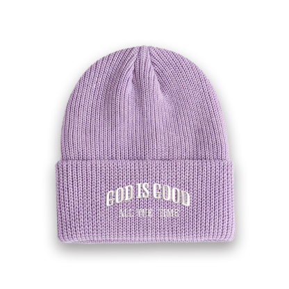 God Is Good All The Time Christian Embroidered Knit Beanie