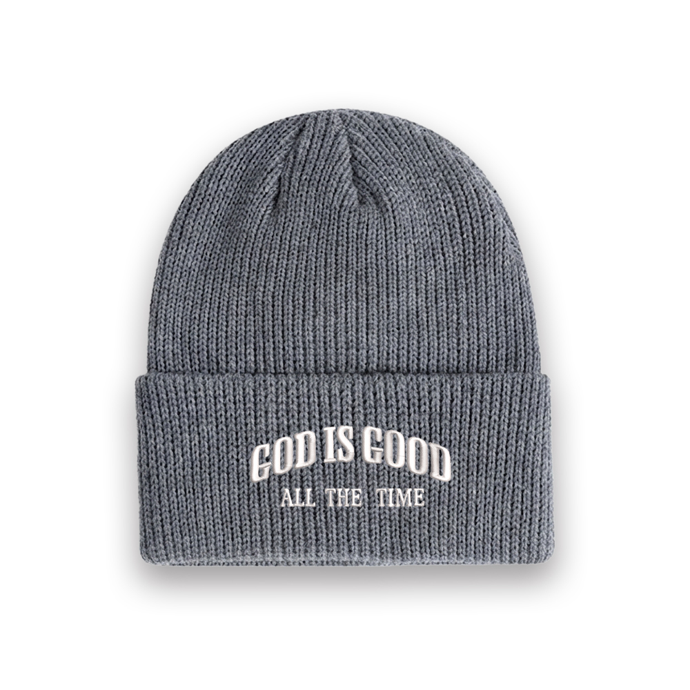 God Is Good All The Time Christian Embroidered Knit Beanie