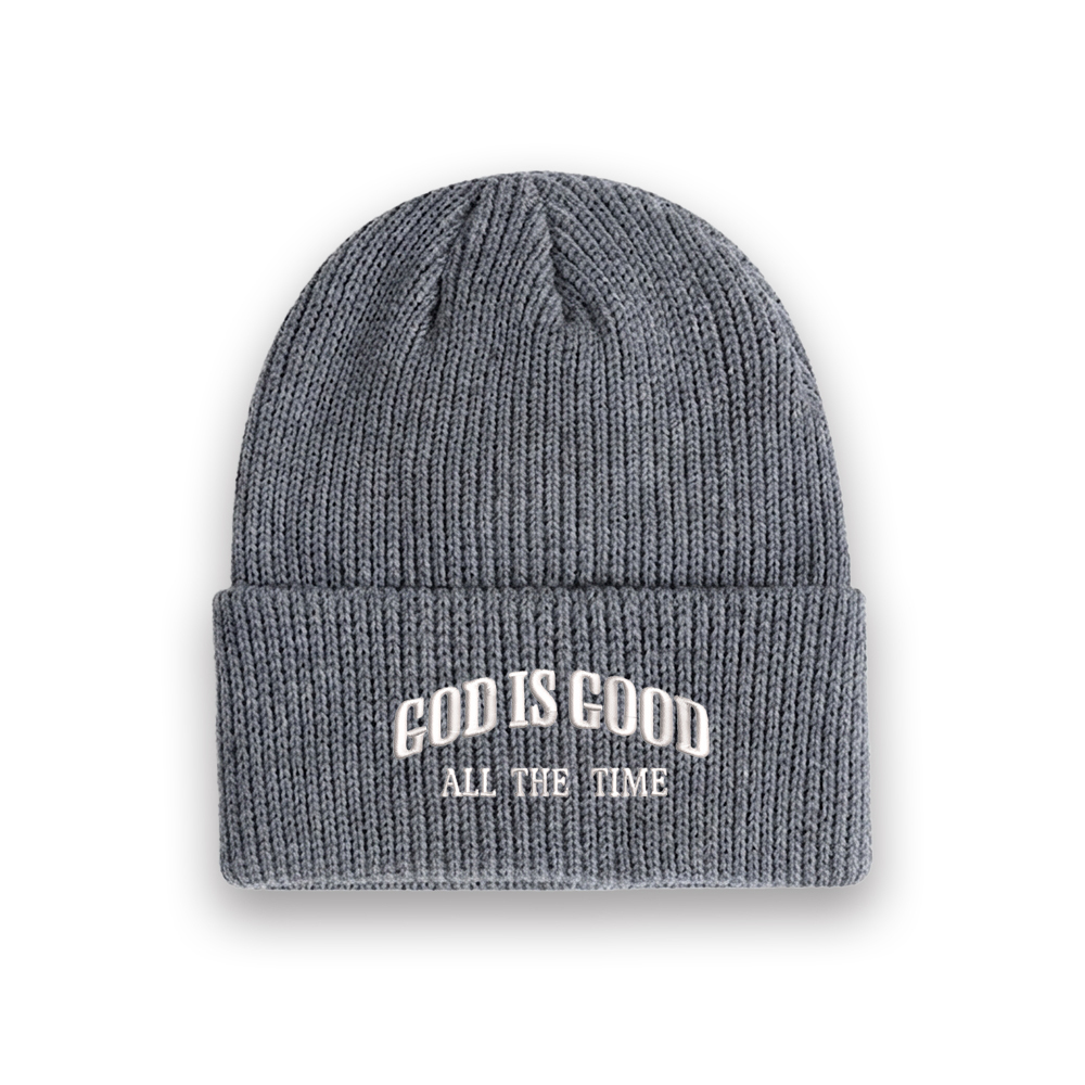 God Is Good All The Time Christian Embroidered Knit Beanie
