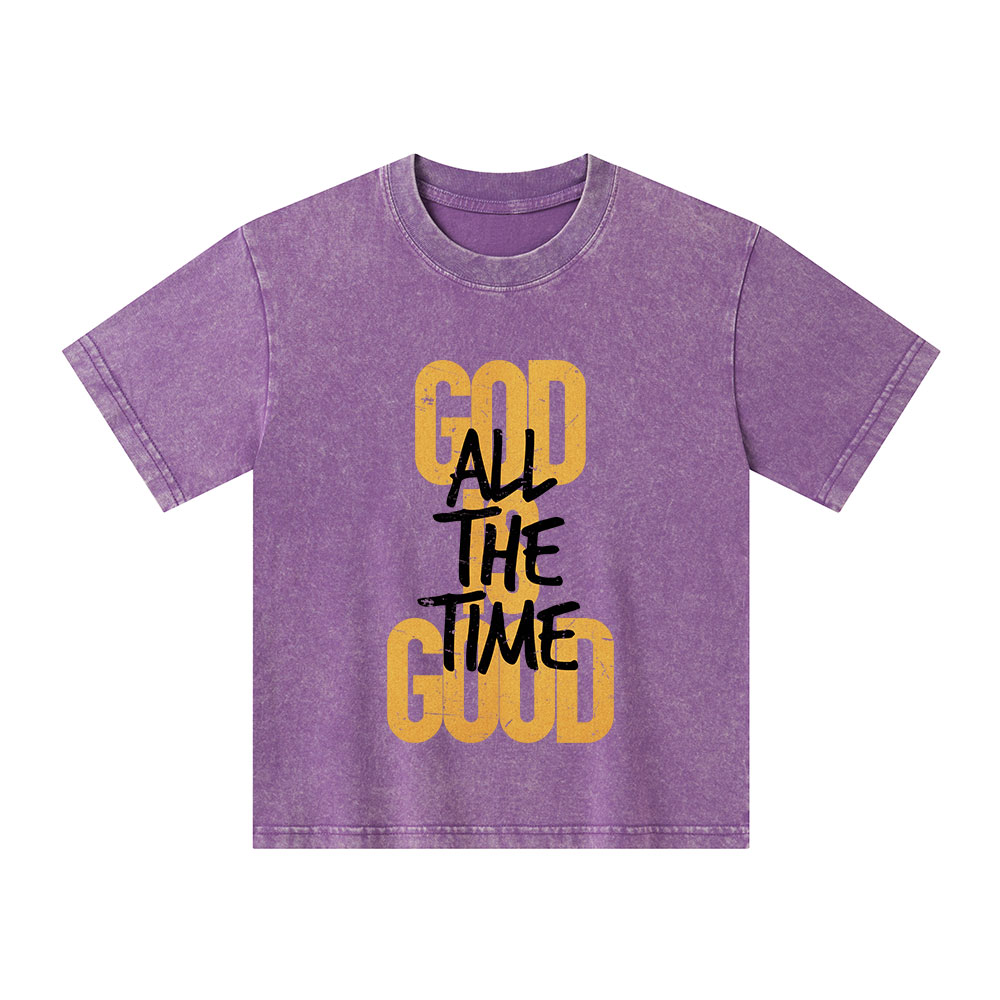 God Is Good All The Time Christian Kid Washed T-Shirt