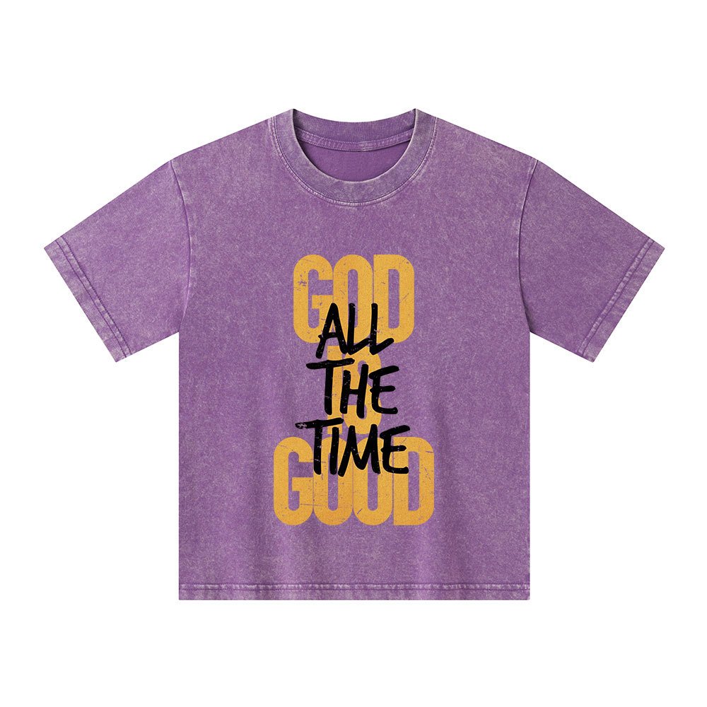God Is Good All The Time Christian Kid Washed T-Shirt