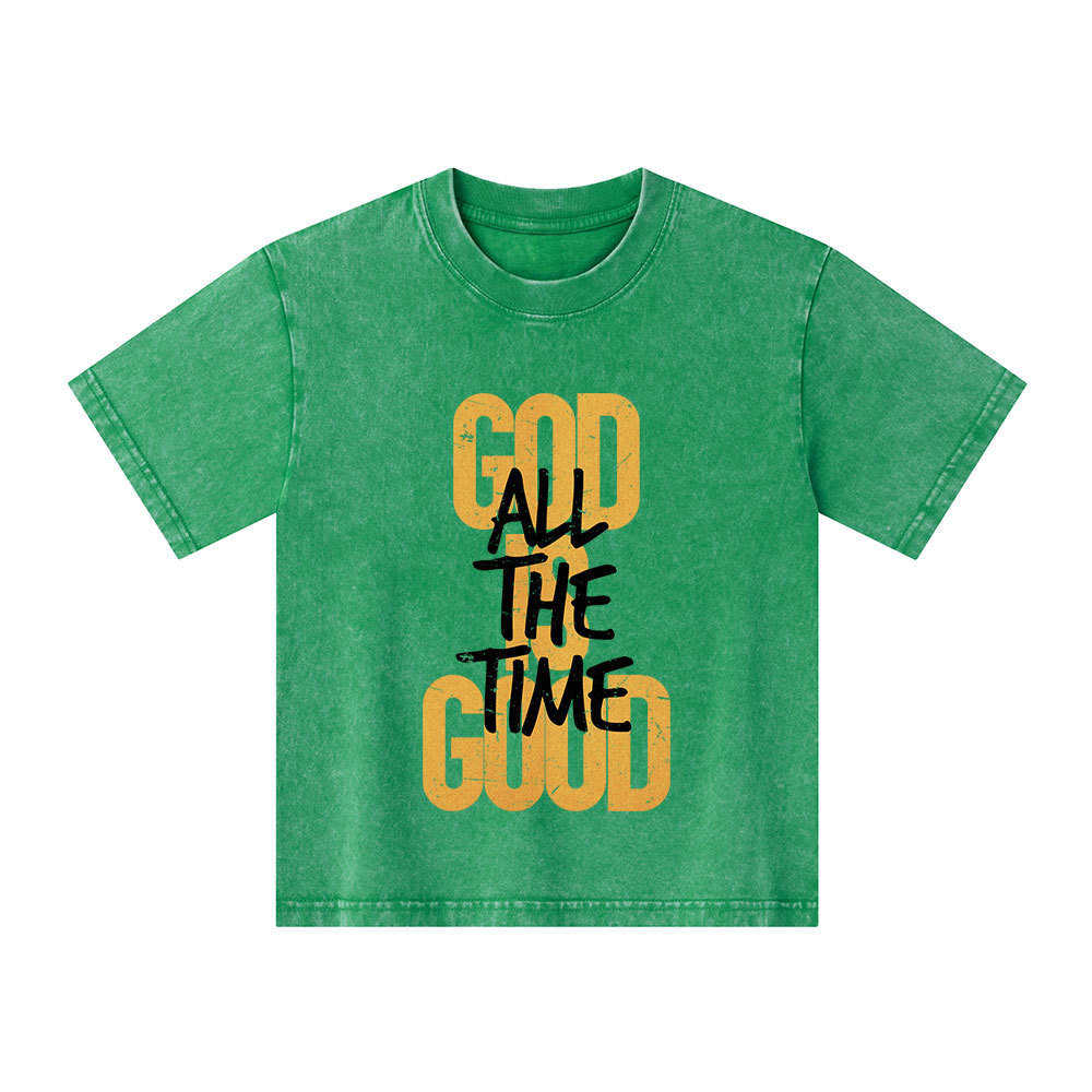 God Is Good All The Time Christian Kid Washed T-Shirt