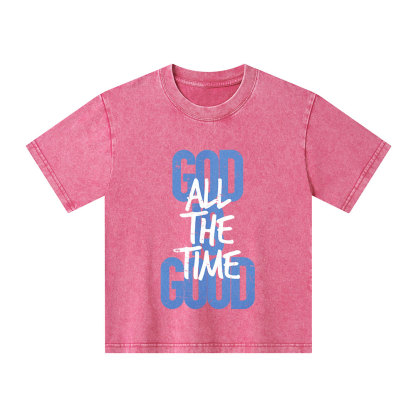 God Is Good All The Time Christian Kid Washed T-Shirt