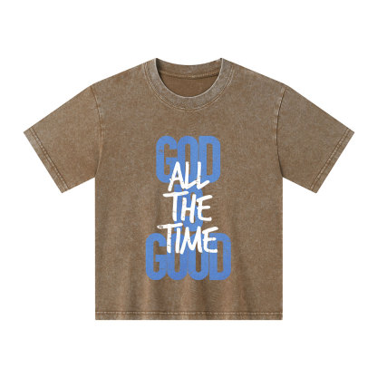 God Is Good All The Time Christian Kid Washed T-Shirt