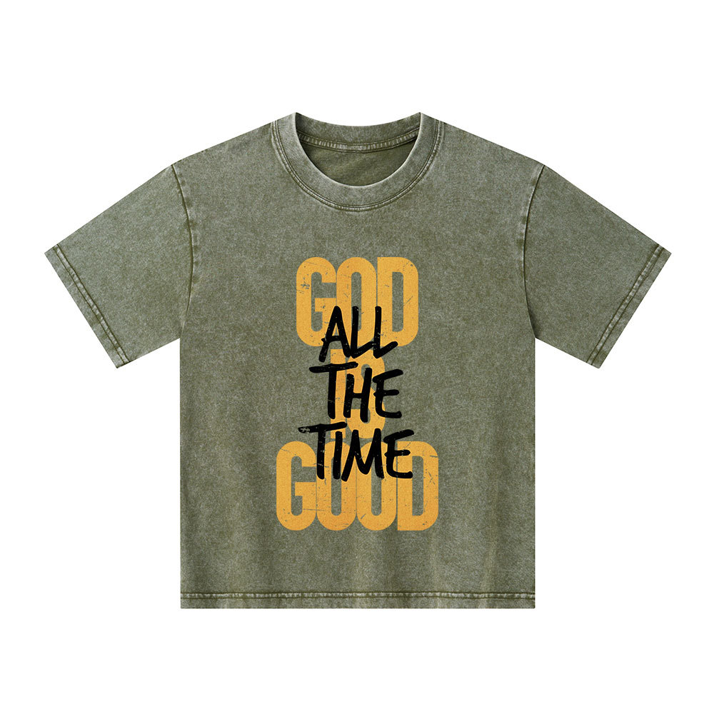 God Is Good All The Time Christian Kid Washed T-Shirt