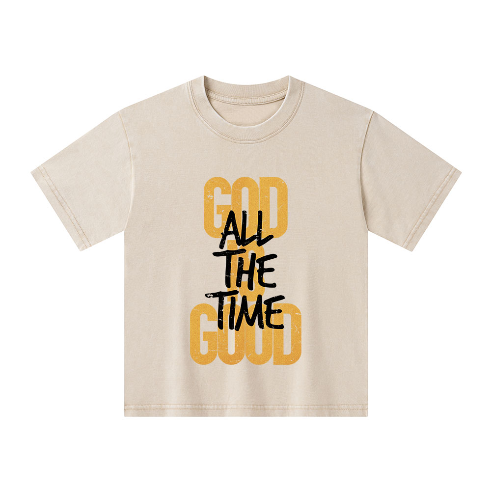 God Is Good All The Time Christian Kid Washed T-Shirt