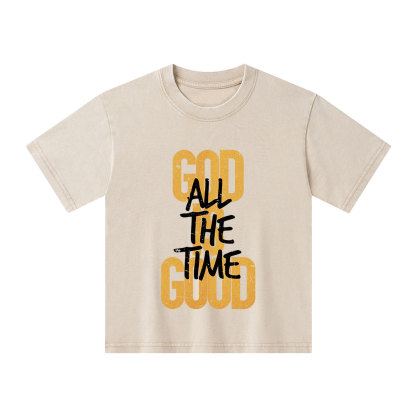 God Is Good All The Time Christian Kid Washed T-Shirt