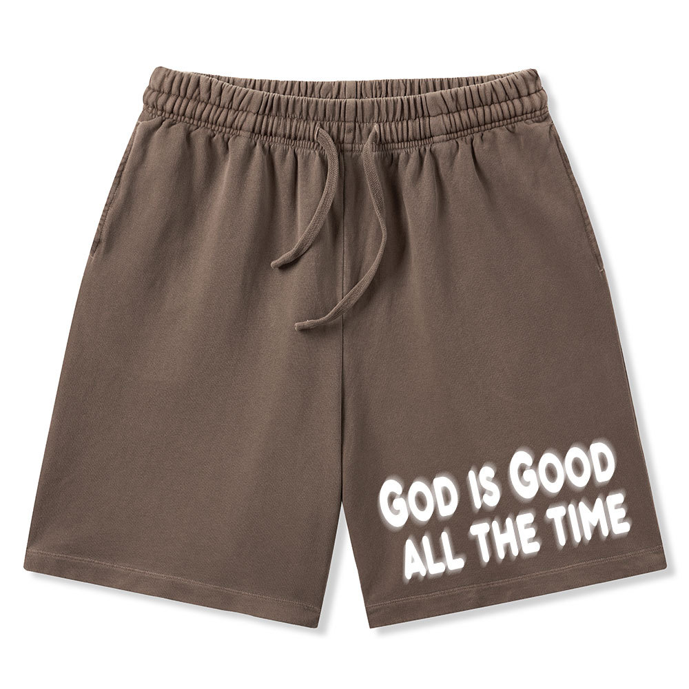 God Is Good All The Time Christian Washed Shorts