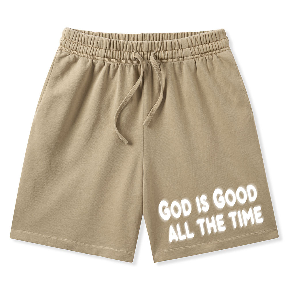 God Is Good All The Time Christian Washed Shorts