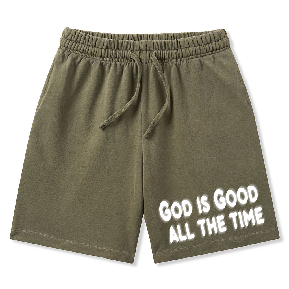 God Is Good All The Time Christian Washed Shorts