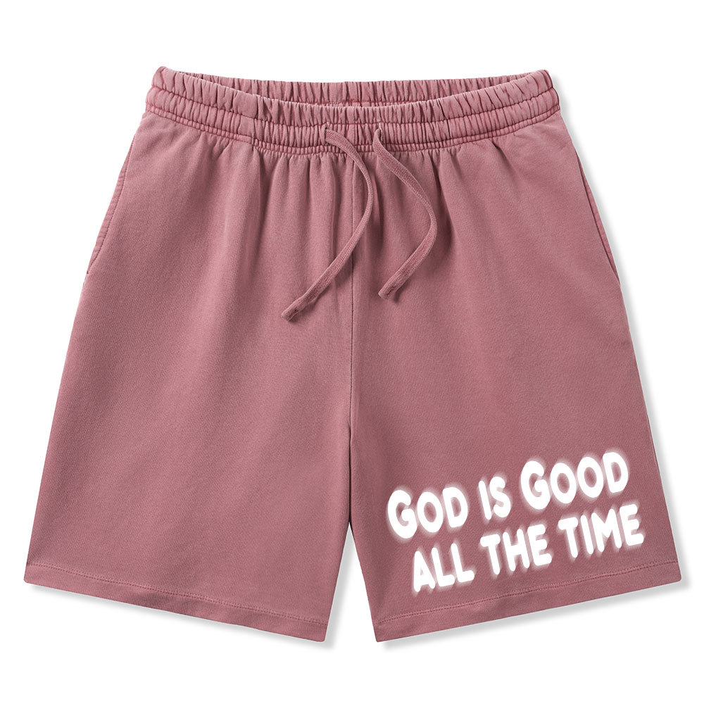 God Is Good All The Time Christian Washed Shorts