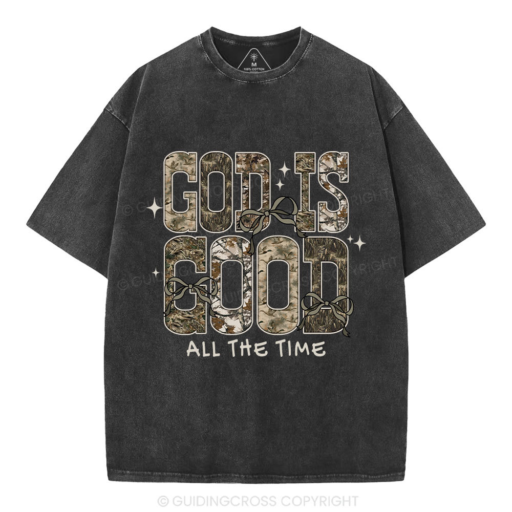 God Is Good All The Time Christian Washed T-Shirt
