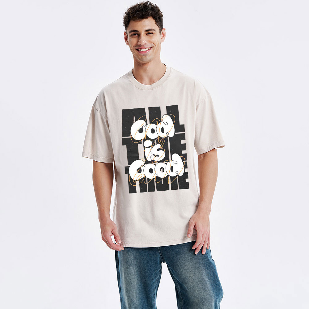 God Is Good All The Time Christian Washed T-Shirt