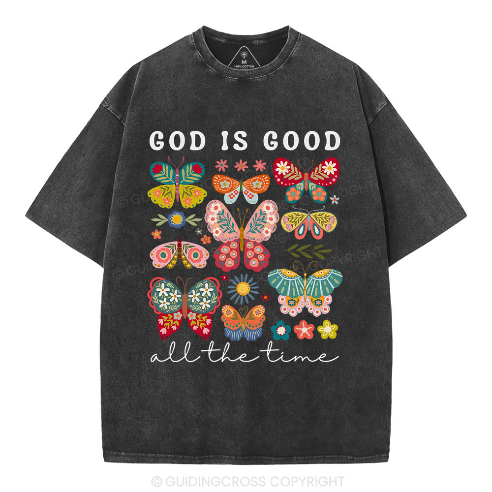 God Is Good All The Time Christian Washed T-Shirt