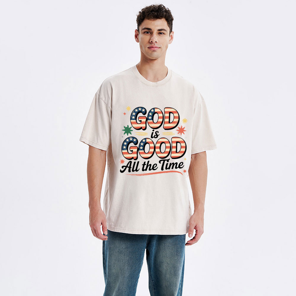 God Is Good All The Time Christian Washed T-Shirt