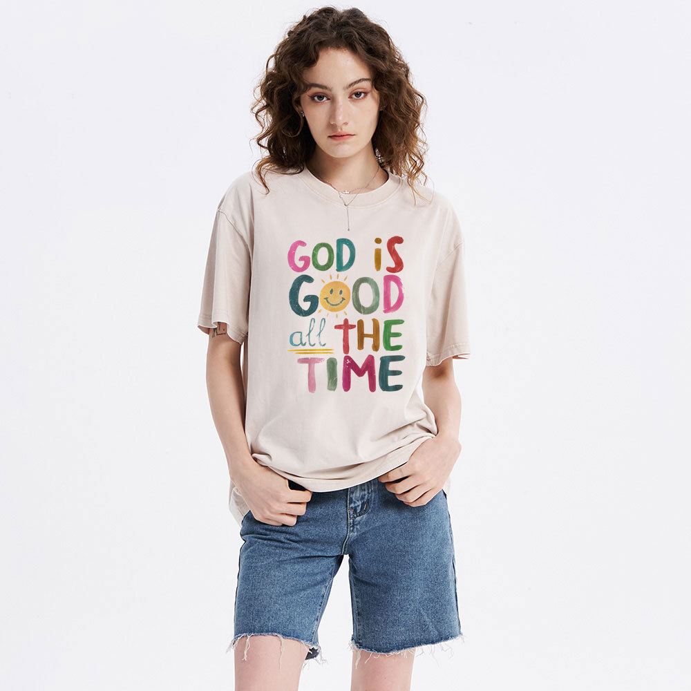 God Is Good All The Time Christian Washed T-Shirt