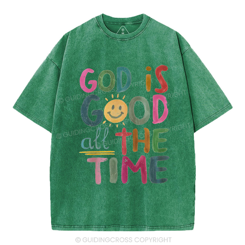 God Is Good All The Time Christian Washed T-Shirt